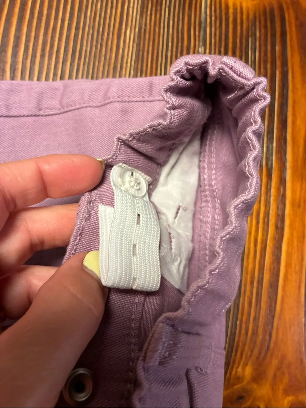 Girls 4t Denim Shorts - purple & white